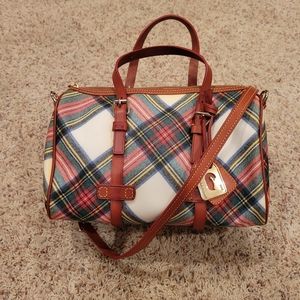 DOONEY & BOURKE CREAM TARTAN BARREL SATCHEL HANDBAG NWOT *rare*